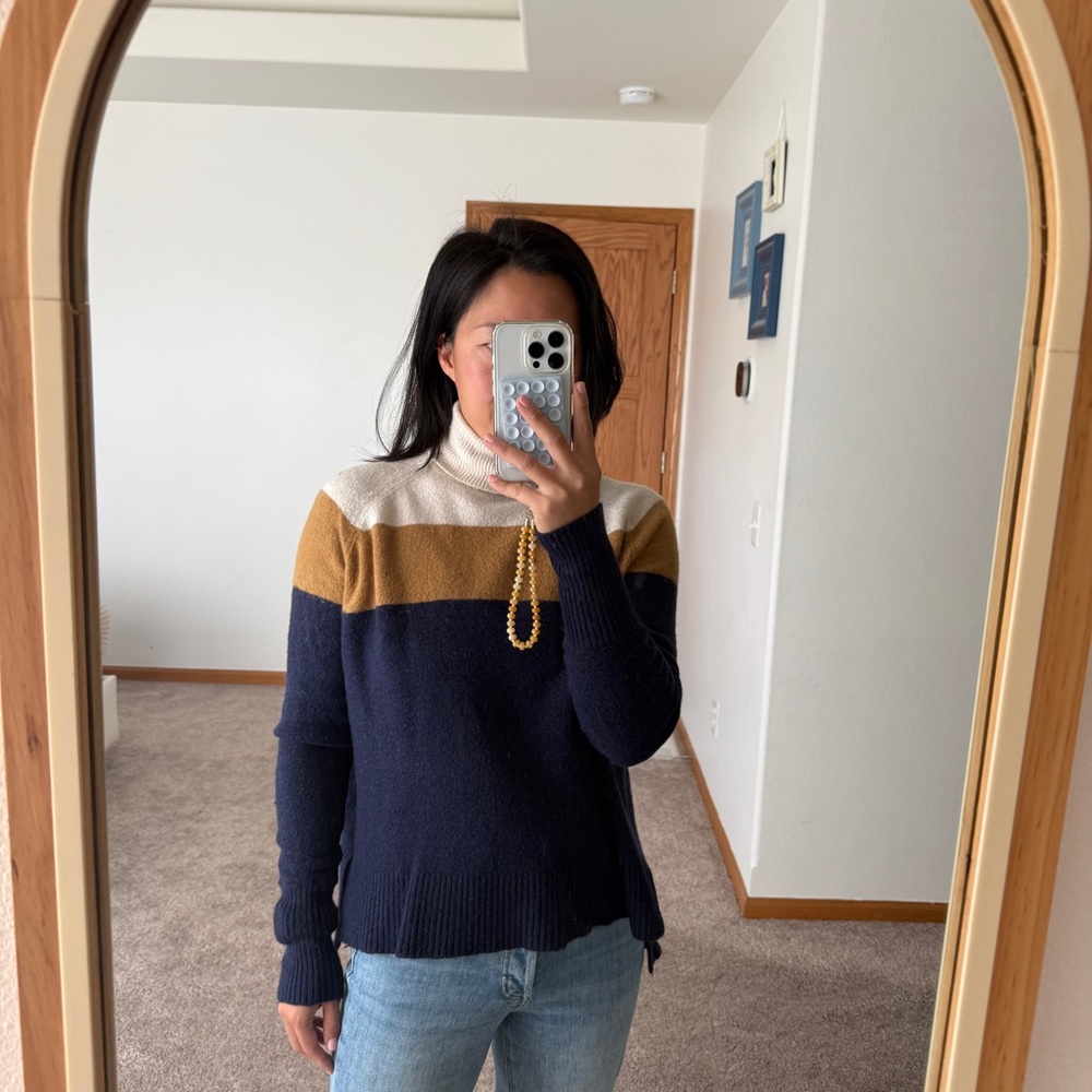 J.Crew Merino Wool Alpaca Colorblock Turtleneck Sweater Size Small